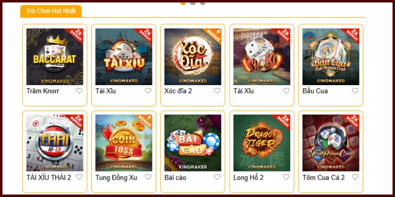 Game Bài sở hữu nhiều trò chơi